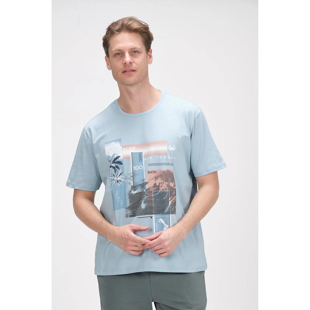 商品RON TOMSON|Men's Modern Print Fitted Palms T-shirt,价格¥445,第4张图片详细描述