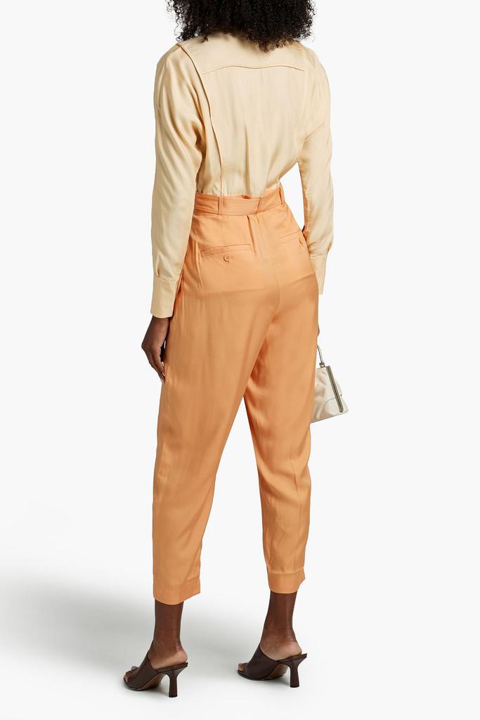 Zephrina cropped pleated two-tone satin jumpsuit商品第1张图片规格展示