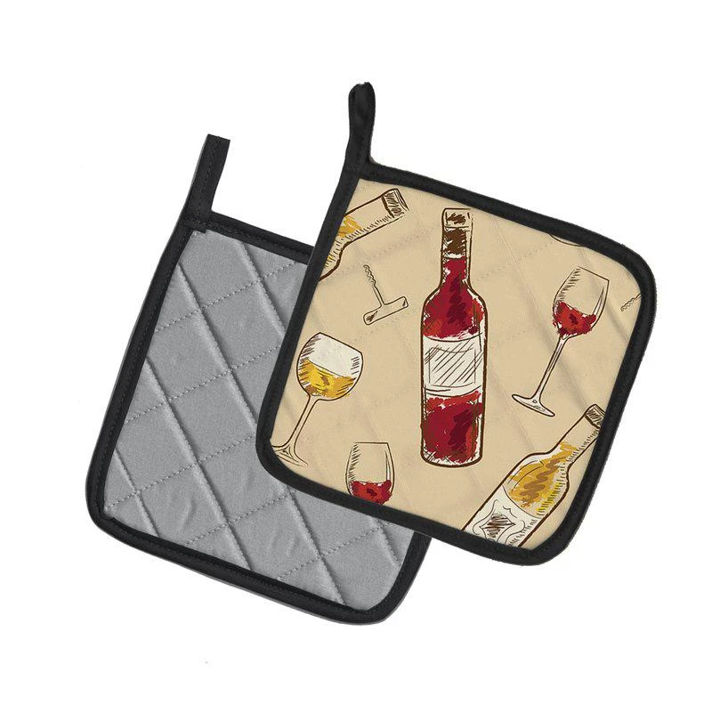 商品Caroline's Treasures|Red and White Wine Pair of Pot Holders,价格¥170,第2张图片详细描述