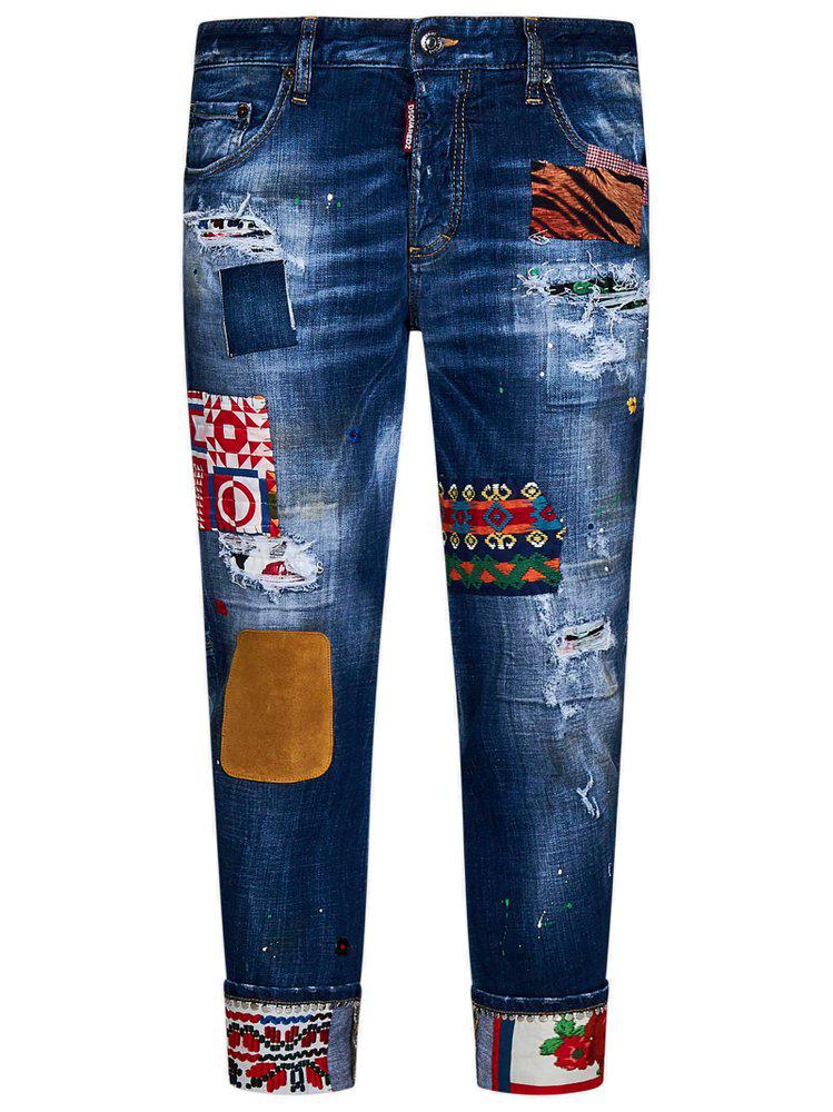 Dsquared2 Camou Ricamo Wash Combat Jeans商品第1张图片规格展示