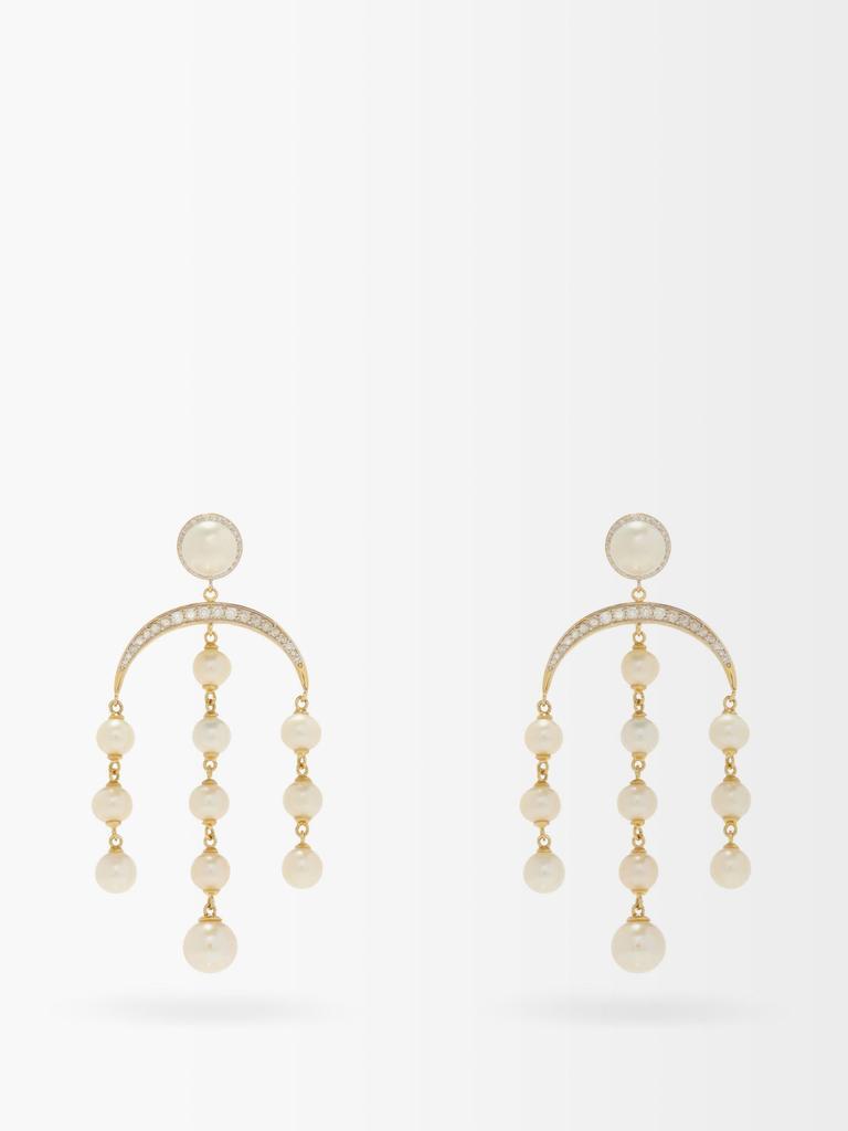 商品MATEO|Crescent Moon diamond, pearl & 14kt gold earrings,价格¥28828,第1张图片