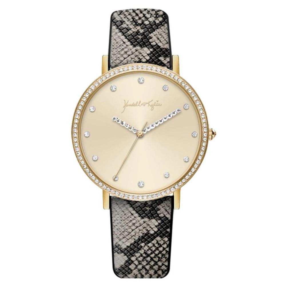 商品KENDALL & KYLIE|Women's Gold Tone with Gray Snakeskin Stainless Steel Strap Analog Watch,价格¥112,第1张图片