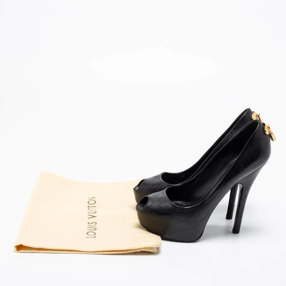 Louis Vuitton Black Leather Oh Really! Peep Toe Platform Pumps Size 38 商品