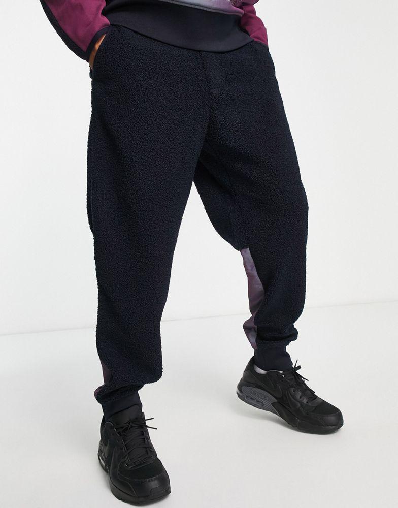 Armani Exchange fleece joggers in navy商品第1张图片规格展示