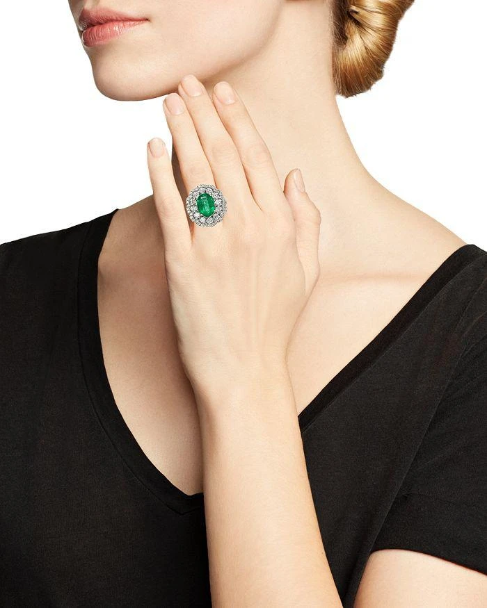 商品Bloomingdale's|Emerald and Diamond Statement Ring in 14K White Gold,价格¥20182,第2张图片详细描述