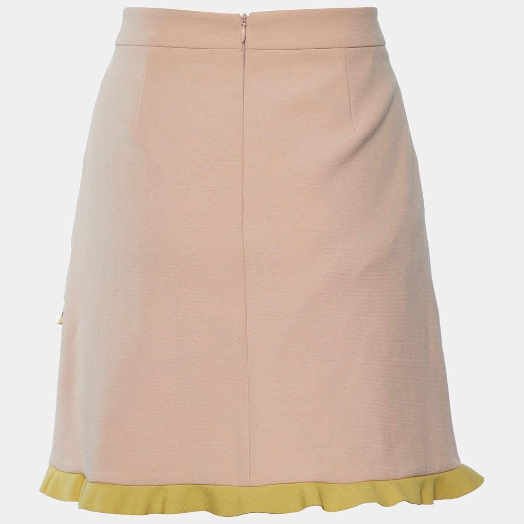 RED Valentino Light Pink Crepe Contrast Ruffle Trim Mini Skirt S商品第2张图片规格展示