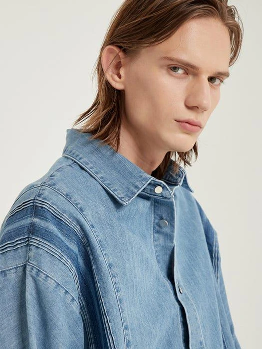 商品SYSTEM HOMME|Pin Tuck Denim Shirts_Blue,价格¥2613,第1张图片