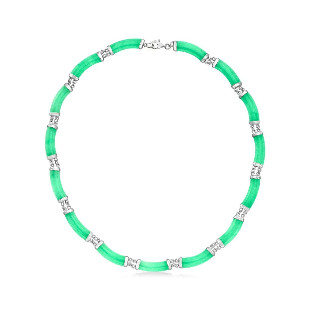 商品Ross-Simons|Ross-Simons Curved Jade Necklace in Sterling Silver,价格¥1342,第1张图片