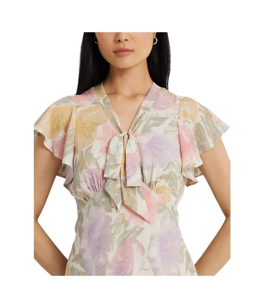 商品Ralph Lauren|Floral Bubble Crepe Tie-Neck Dress,价格¥738,第3张图片详细描述