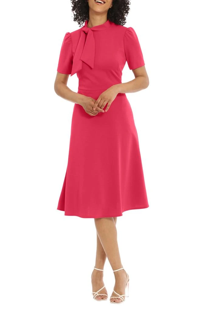 商品Maggy London|Short Sleeve Necktie Midi Dress,价格¥453,第1张图片