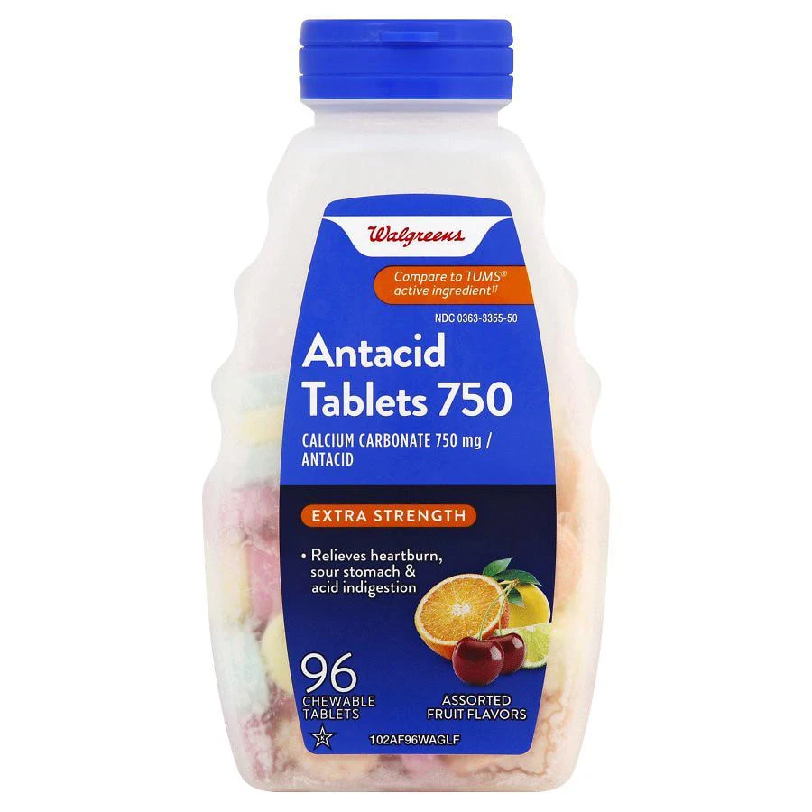 商品Walgreens|Extra Strength Antacid Chewable Tablets, 750 mg,价格¥45,第1张图片