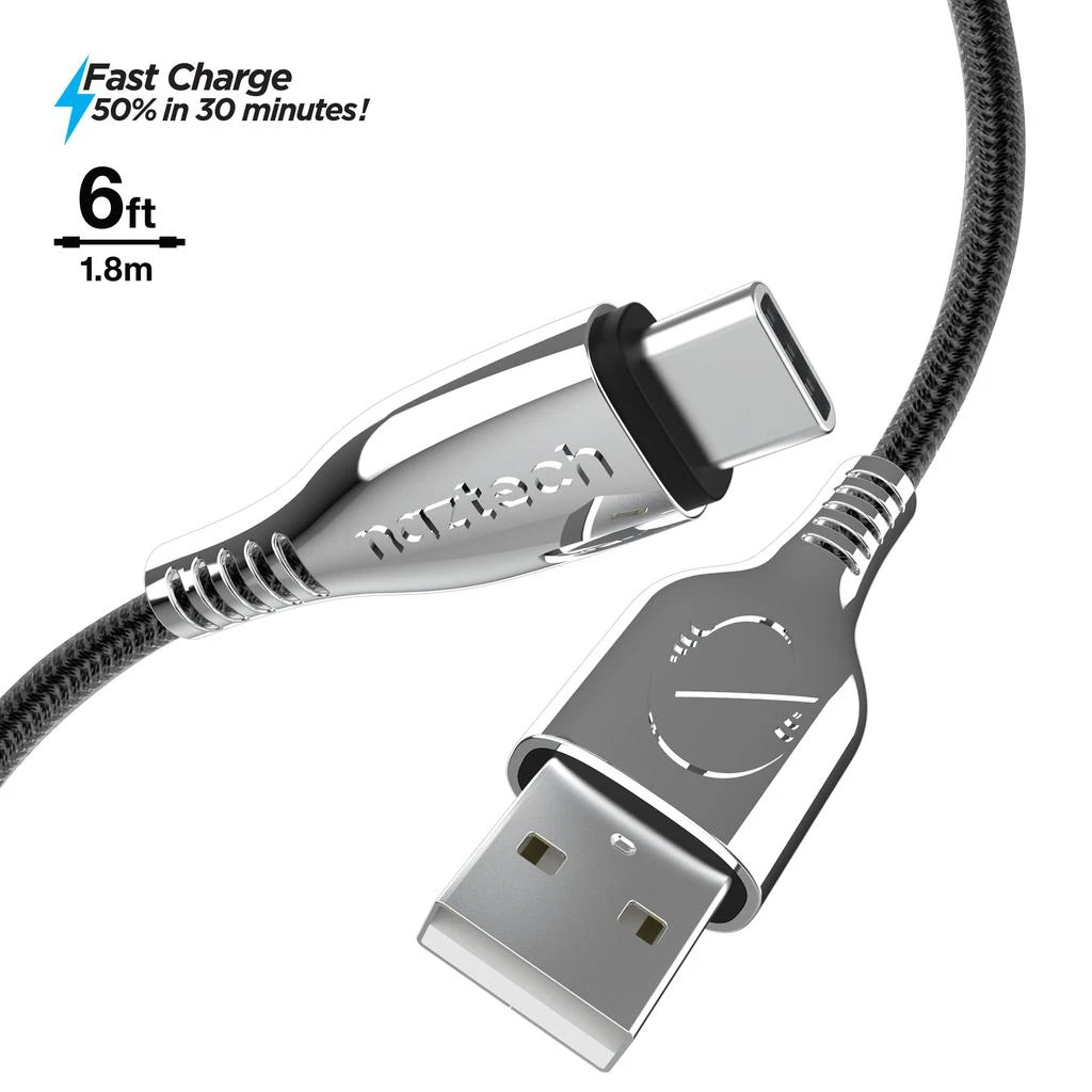 商品Naztech|Titanium USB to USB-C Braided Cable 6ft,价格¥161,第2张图片详细描述