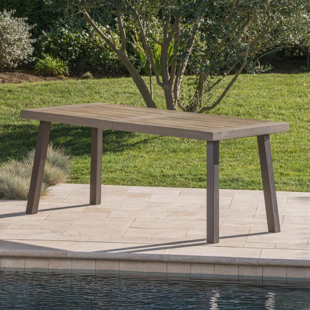 商品Streamdale Furniture|Streamdale Della Acacia Wood Dining Table, Grey/Rustic Metal,价格¥3421,第5张图片详细描述