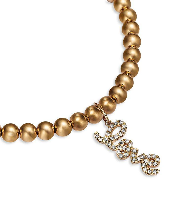 商品Sydney Evan|14K Yellow Gold Love Script Charm Beaded Bracelet with Diamonds, 0.12 ct. t.w.,价格¥9000,第3张图片详细描述