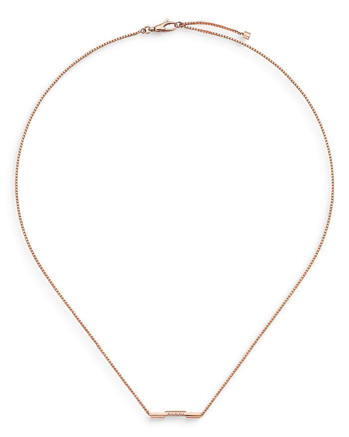 商品Gucci|18K Rose Gold Link To Love Bar Necklace, 17.7",价格¥11067,第3张图片详细描述