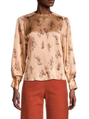 商品Vince|Wisteria Long-Sleeve Silk Top,价格¥1261,第1张图片