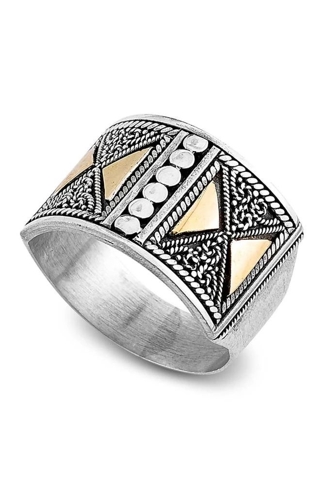 商品SAMUEL B.|Sterling Silver & 18K Yellow Gold Balinese Filigree Design Band Ring,价格¥675,第1张图片