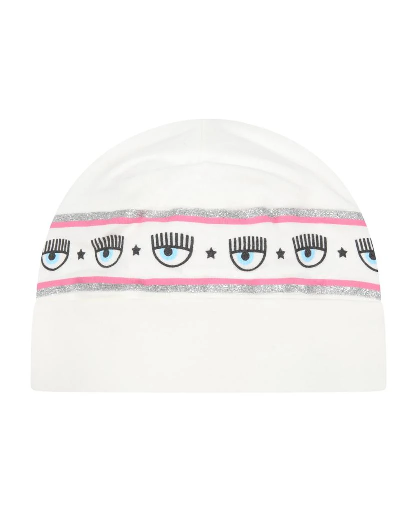 商品Chiara Ferragni|White Hat For Baby Girl With Iconic Blinking Eyes,价格¥693,第2张图片详细描述