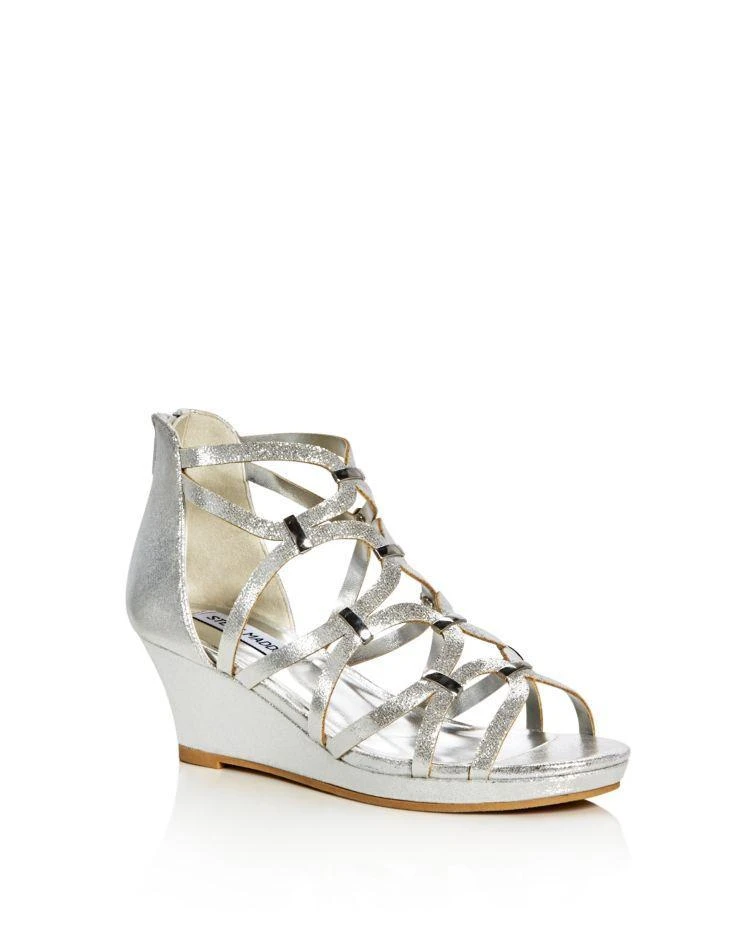 商品Steve Madden|女孩(大/小童)Girls' Metallic Caged Wedge Sandals - Little Kid, Big Kid,价格¥130,第1张图片