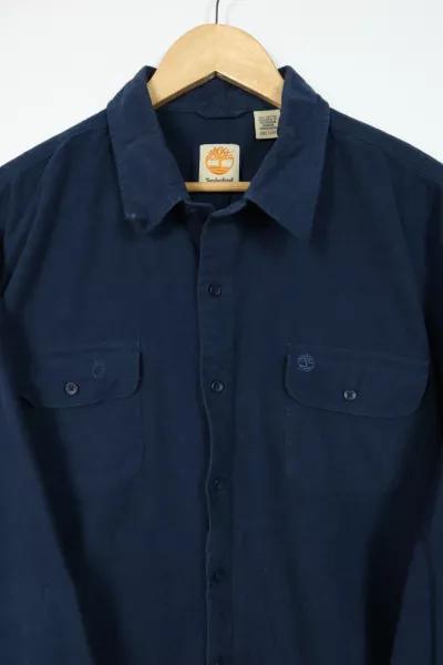 Vintage Timberland Solid Navy Flannel Button-Down商品第2张图片规格展示