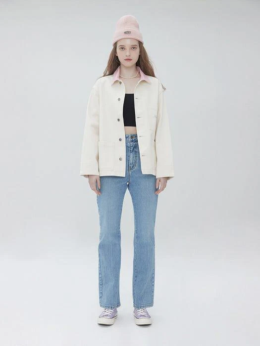 商品MUDIDI|Collar Block Denim Jacket 003,价格¥1947,第1张图片