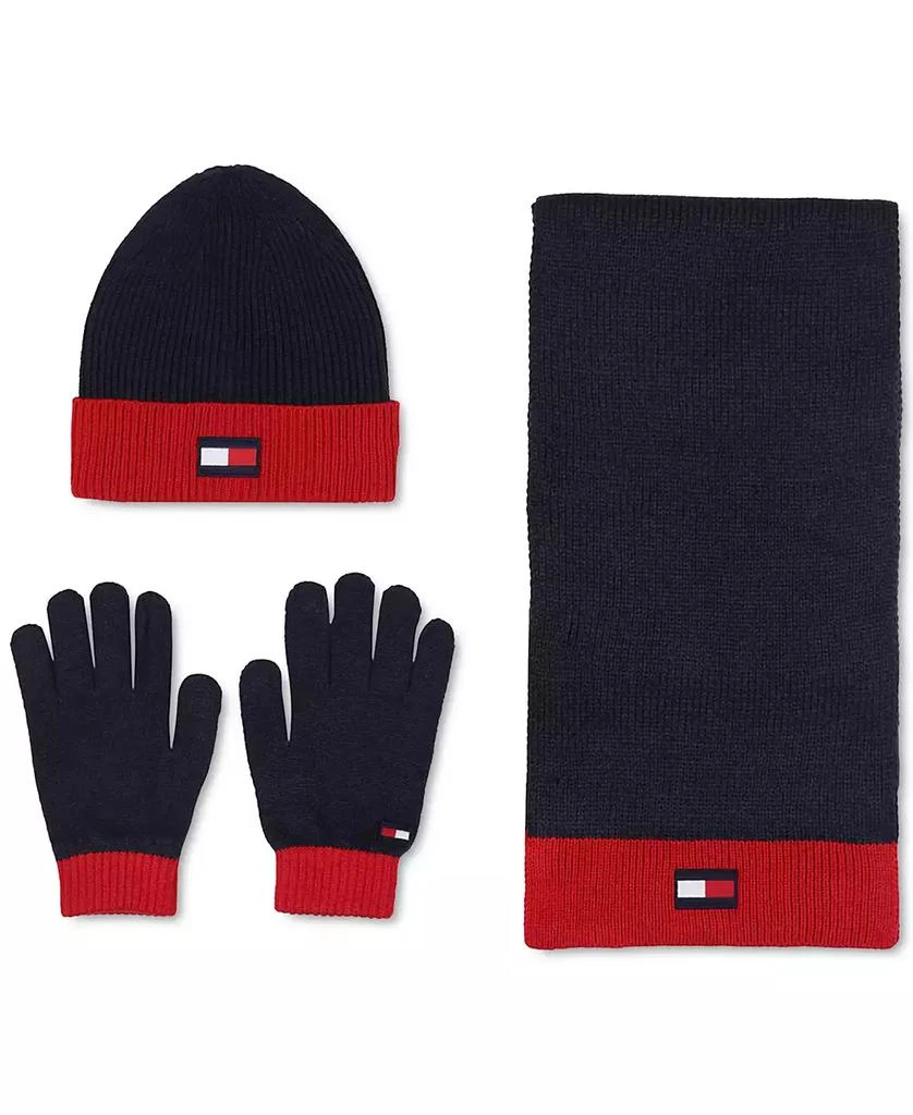 商品Tommy Hilfiger|Men's Flag Patch Beanie, Gloves & Scarf Set,价格¥329,第1张图片