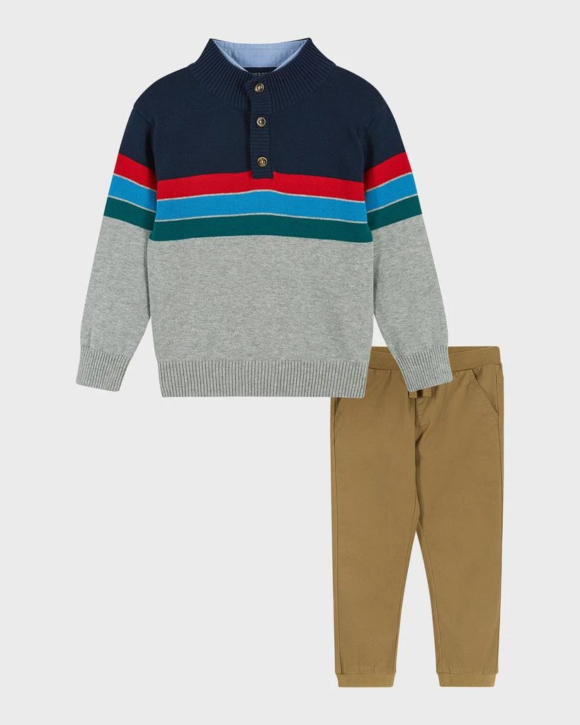 商品Andy & Evan|Boy's Colorblocked Sweater, Shirt & Joggers Set, Size Newborn-24M,价格¥591,第1张图片