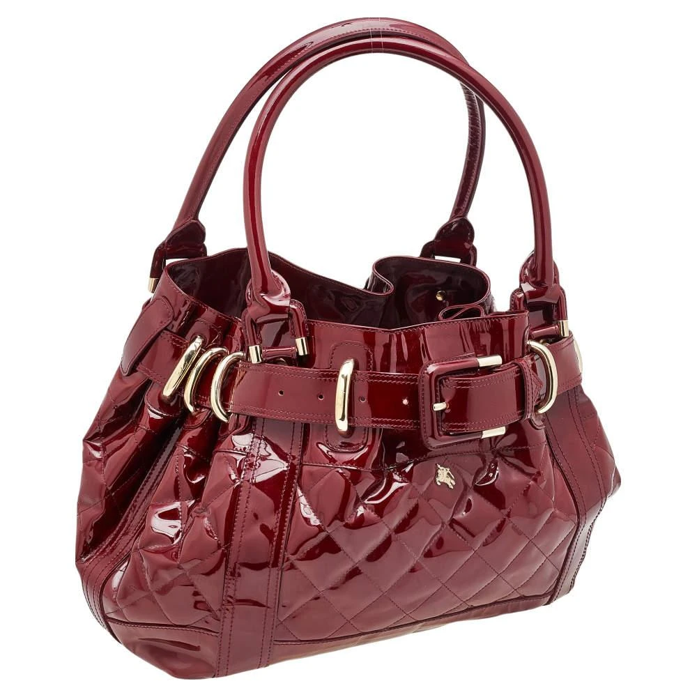 商品[二手商品] Burberry|Burberry Burgundy Patent Leather Quilted Prorsum Beaton Tote,价格¥2612,第3张图片详细描述