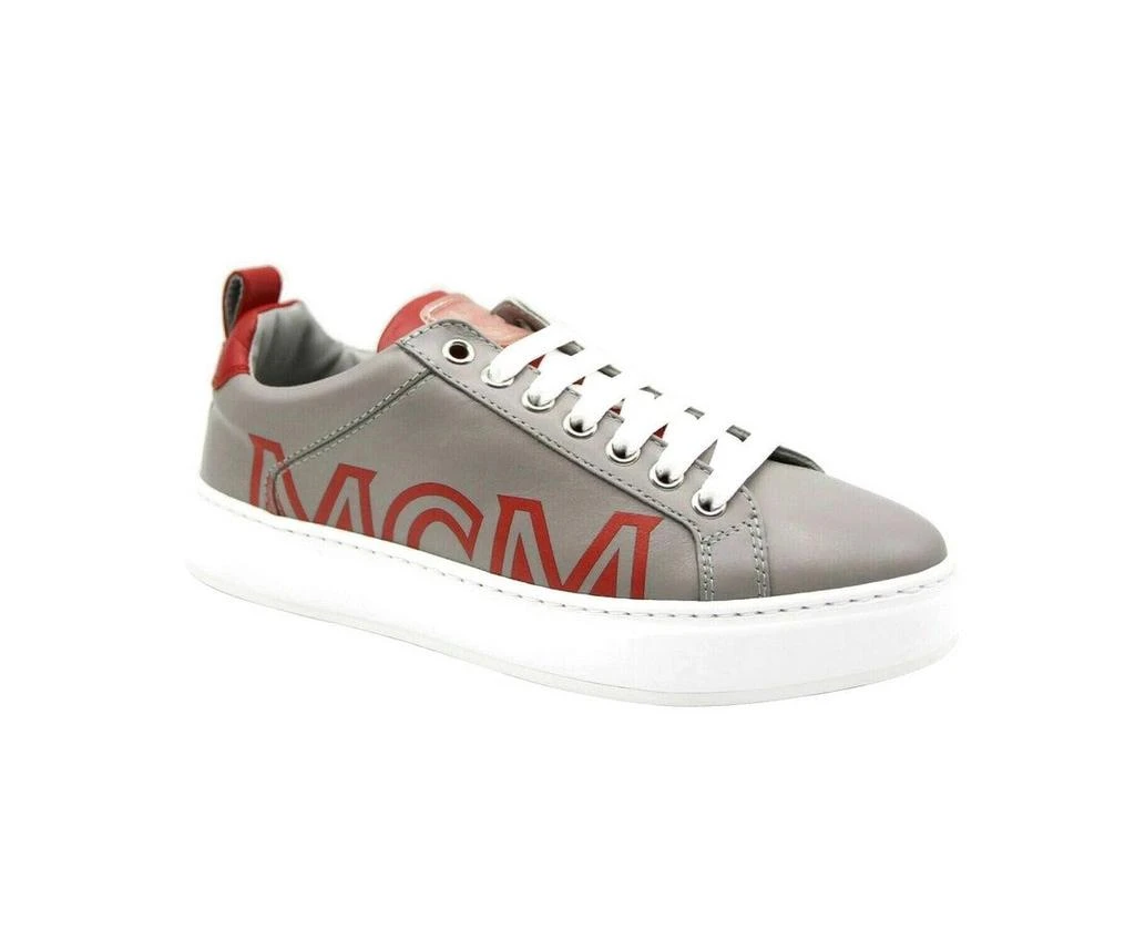 商品MCM|MCM Womens Grey Leather With Red Trim And Logo Low Top Sneaker MES9AMM16EG (37 EU / 7 US),价格¥5284,第1张图片