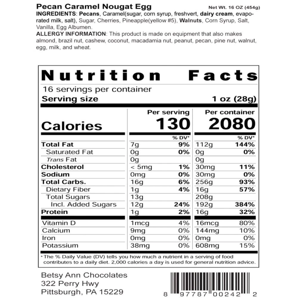 商品Betsy Ann Chocolates|Pecan Caramel Nougat Egg,价格¥186,第2张图片详细描述