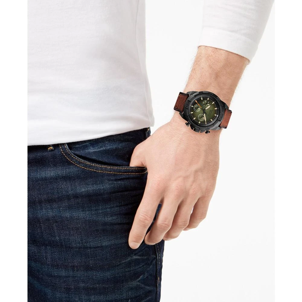 商品American Exchange|Men's Cognac Faux-Leather Strap Watch 51mm Gift Set,价格¥210,第2张图片详细描述