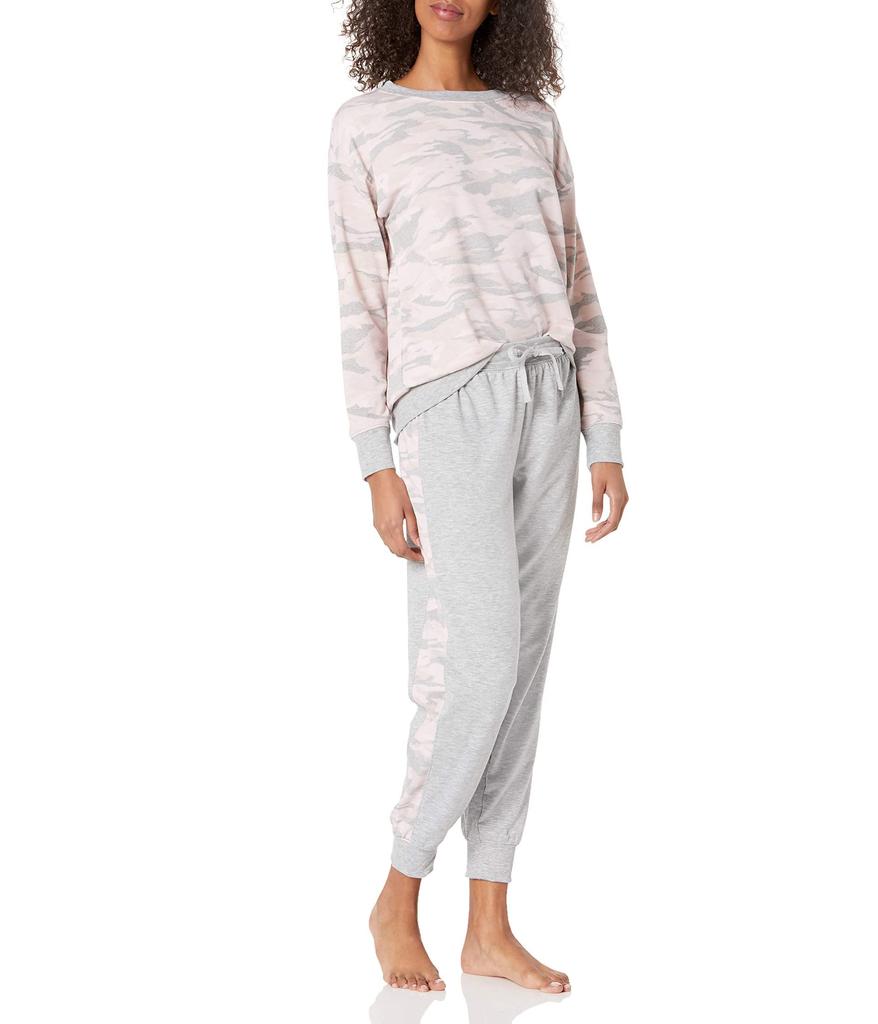 Women's Pajama Pullover Sweatshirt & Sweatpant Lounge Set商品第1张图片规格展示