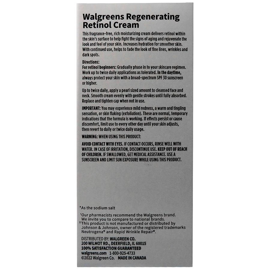商品Walgreens|Regenerating Retinol Cream Fragrance Free,价格¥177,第2张图片详细描述