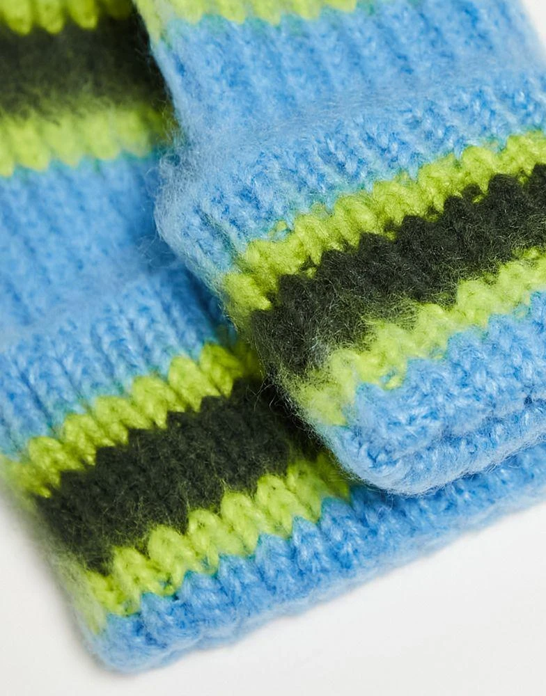 商品COLLUSION|COLLUSION Unisex brushed stripe beanie in blue,价格¥78,第4张图片详细描述