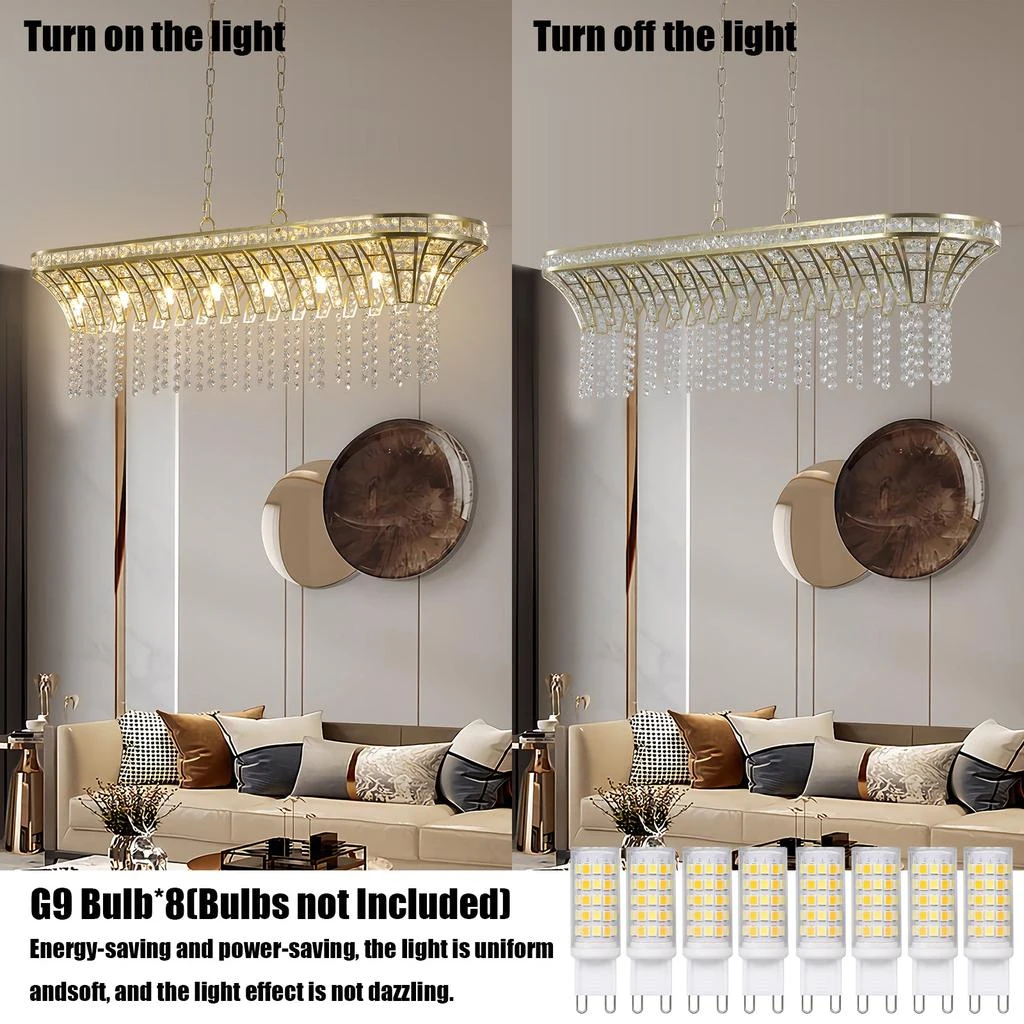 Modern Champagne Gold Kitchen Island Light - Oval Crystal ceiling chandelier 商品