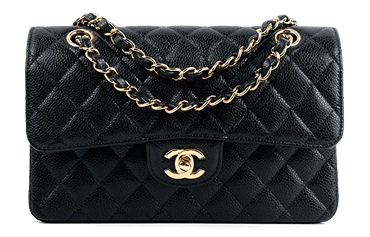 商品[国内直发] Chanel|香奈儿 Classic Flap CF 经典链条肩带 颗粒压花牛皮 斜挎单肩包 小号 女款 黑色,价格¥67870,第1张图片