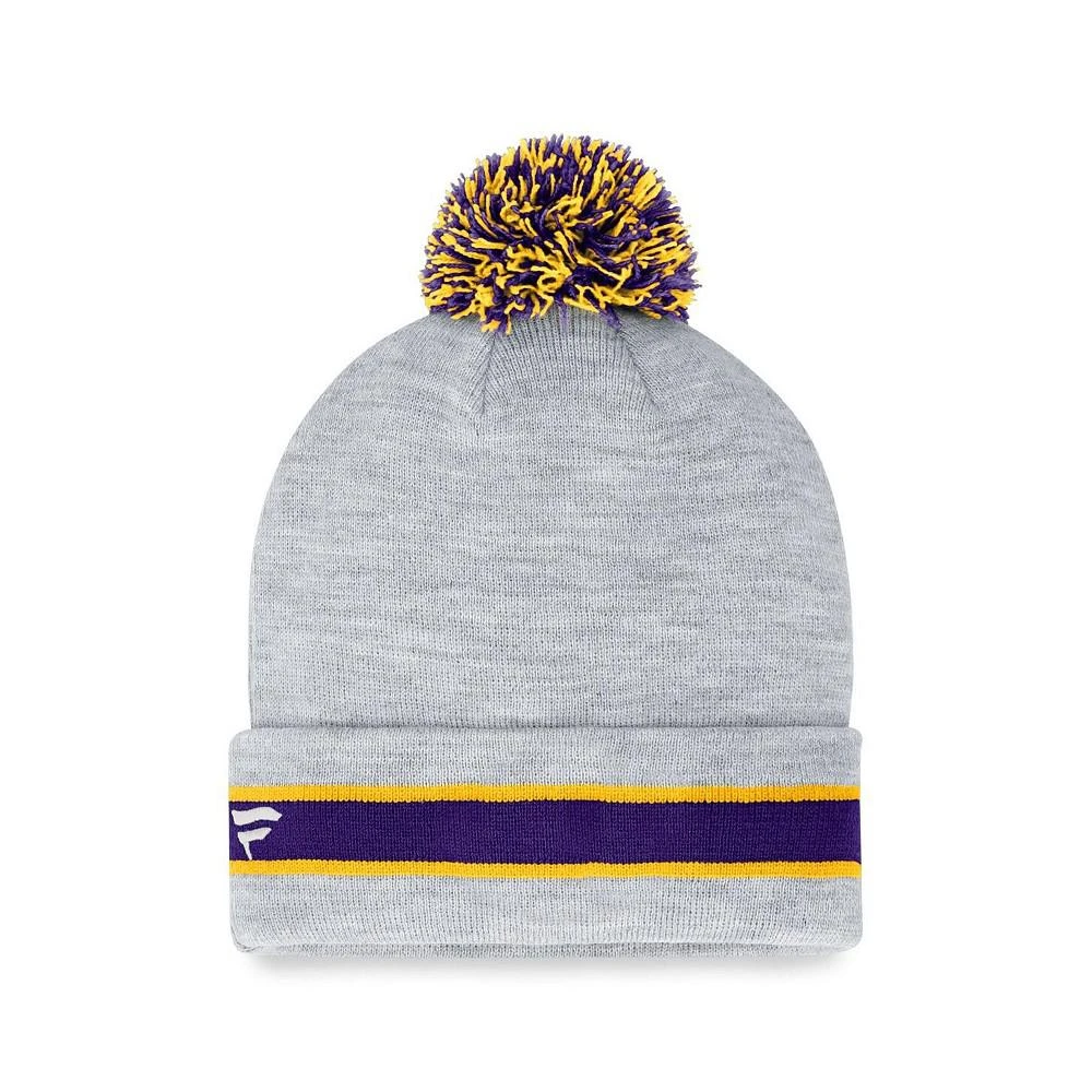 商品Fanatics|Men's Branded Heather Gray Minnesota Vikings Cuffed Knit Hat with Pom,价格¥220,第2张图片详细描述