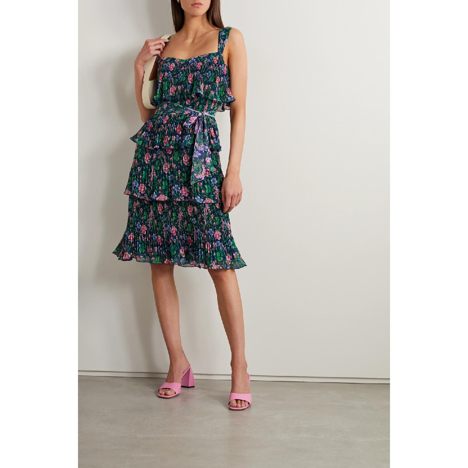 【特惠5.0折】包邮包税【预售7天发货】 DIANE VON FURSTENBERG 23秋冬 女士 连衣裙 Loupette 分层式印花细褶薄纱中长连衣裙 1647597303285531 DVFDS1R039VFPNV 商品第3张图片规格展示