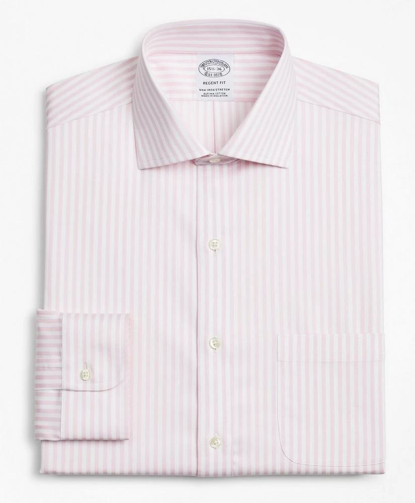 商品Brooks Brothers|Stretch Regent Regular-Fit Dress Shirt, Non-Iron Twill English Collar Bold Stripe,价格¥572,第5张图片详细描述