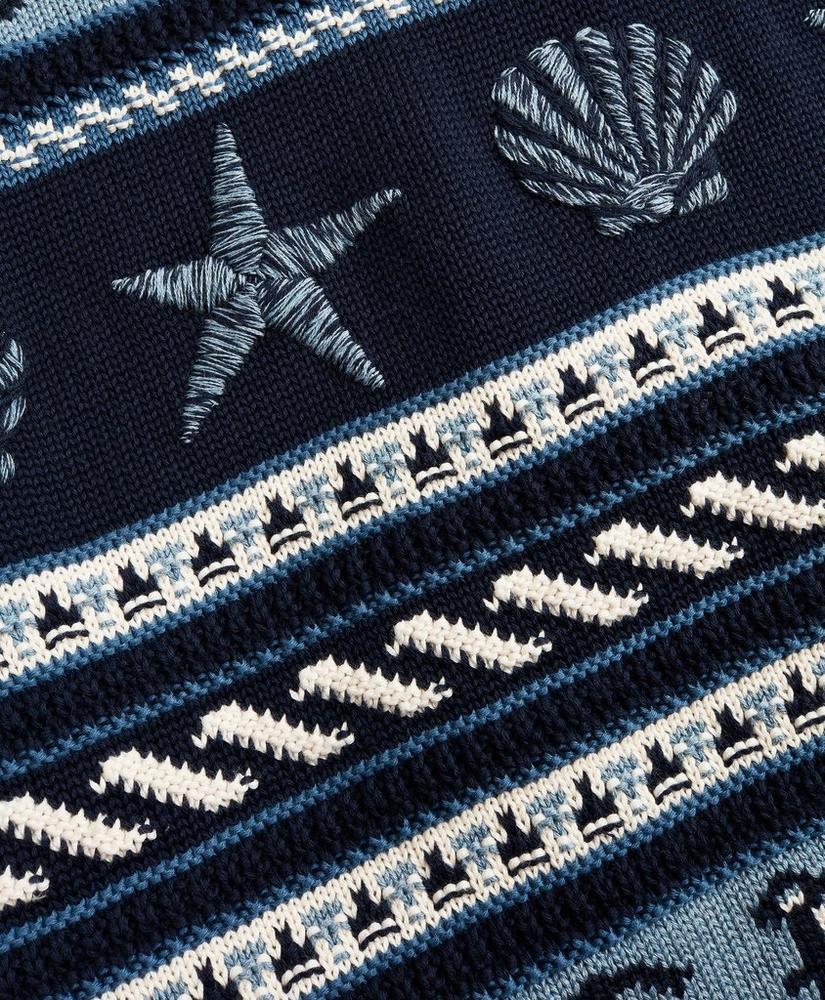 Supima® Cotton Nautical Motif Fair Isle Crewneck Sweater商品第3张图片规格展示