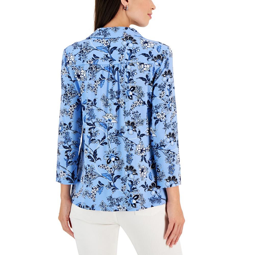 Women's Floral Paisley Polo Top, Created for Macy's商品第2张图片规格展示