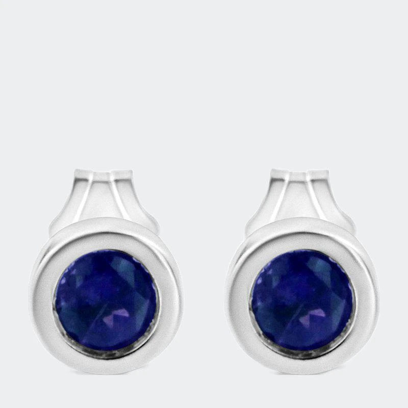 商品Haus of Brilliance|.925 Sterling Silver Bezel Set 3.5mm Treated Blue Sapphire Gemstone Solitaire Stud Earrings,价格¥3986,第1张图片