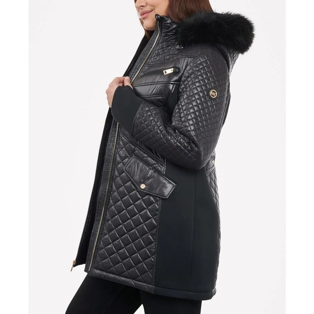 商品Michael Kors|Women's Plus Size Faux-Fur-Trim Hooded Quilted Coat,价格¥1571,第3张图片详细描述