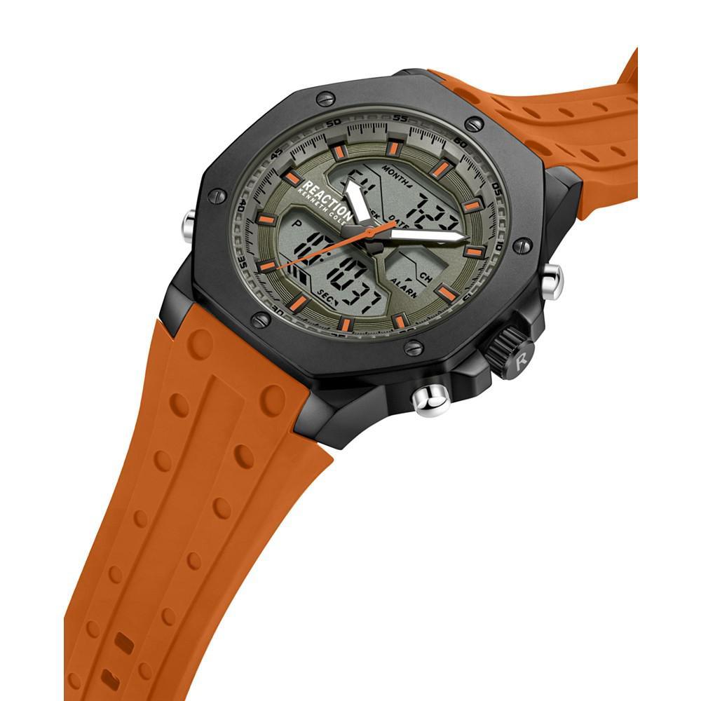 商品Kenneth Cole|Men's Ana-digi Orange Silicon Strap Watch, 48mm,价格¥627,第4张图片详细描述