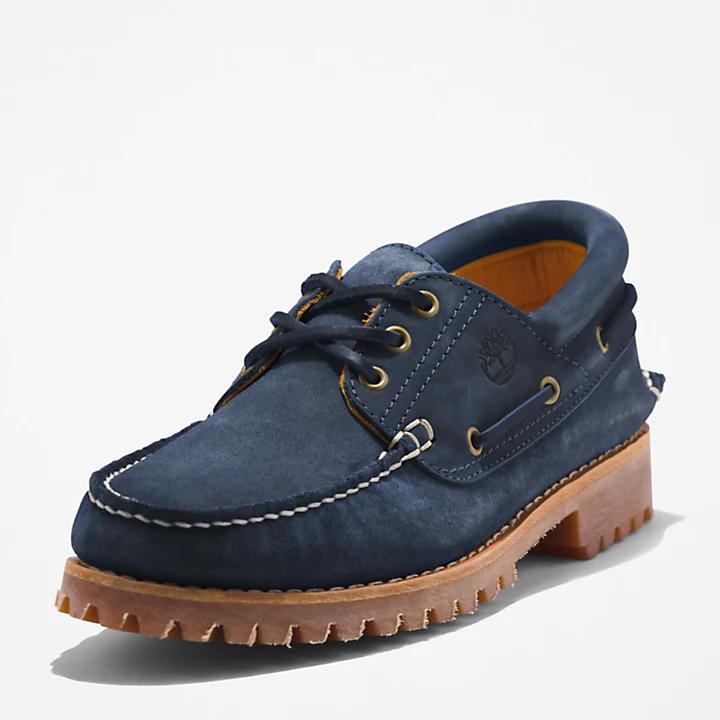 Timberland® 3-Eye Lug Handsewn Boat Shoe for Men in Navy商品第9张图片规格展示