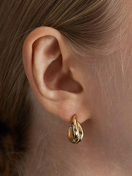商品hyeres-lor|Etrive 14K Dual Hoop Earrings,价格¥4680,第2张图片详细描述