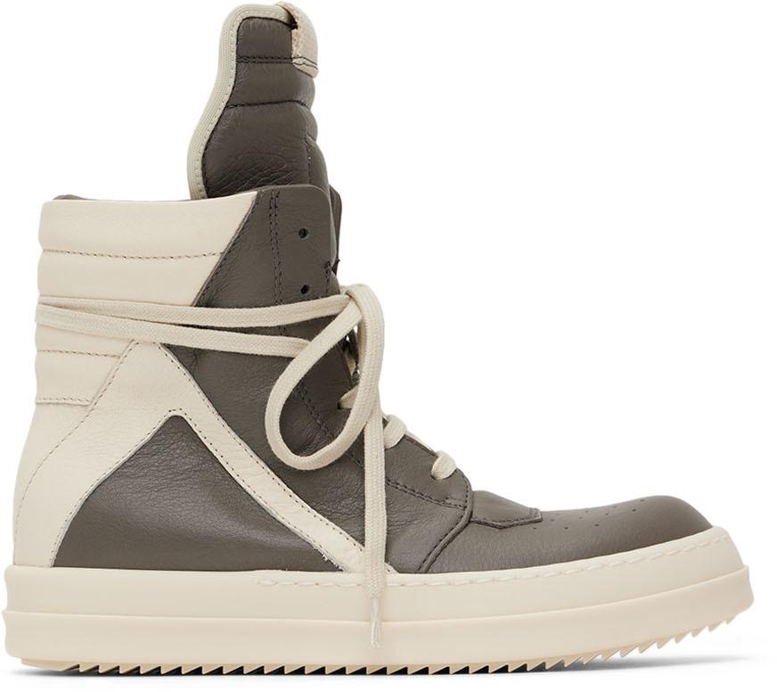 Rick Owens]Kids Gray & Off-White Geobasket Sneakers 皮革, 橡胶价格