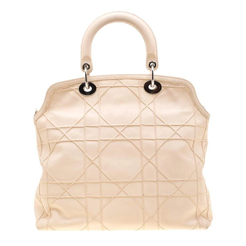 商品[二手商品] Dior|Dior Cream Cannage Quilted Leather Granville Tote,价格¥6915,第4张图片详细描述