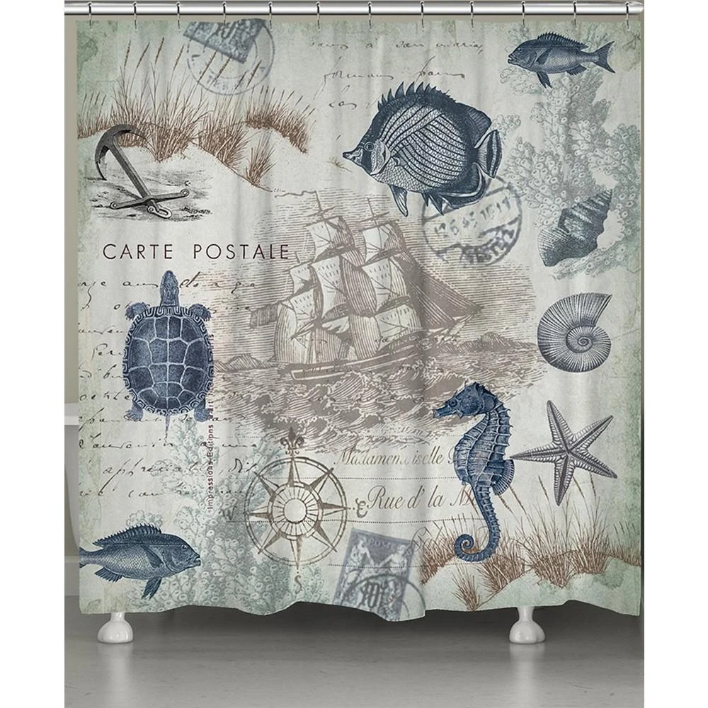 商品Laural Home|Seaside Postcard Shower Curtain,价格¥1166,第1张图片