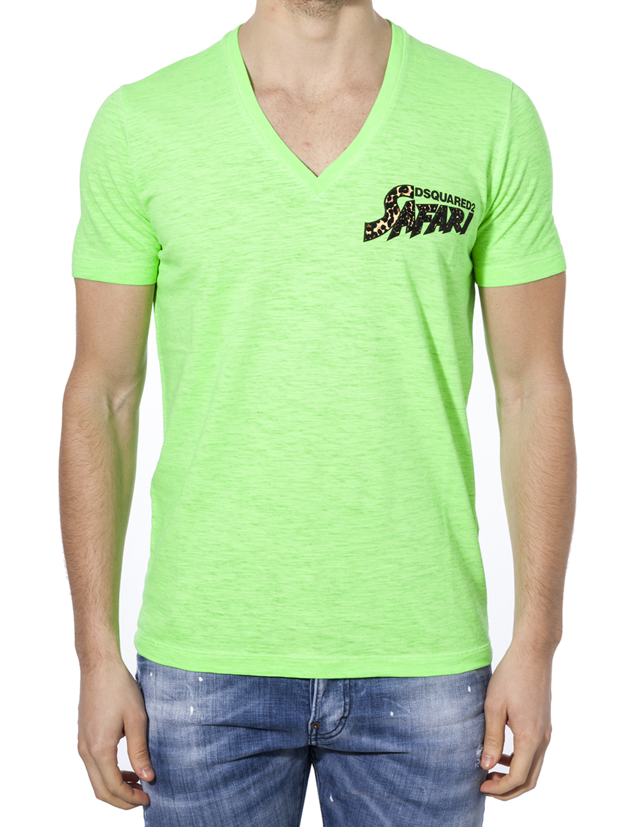  男士绿色棉质v领短袖T恤 GC0918-22255-910商品第1张图片规格展示